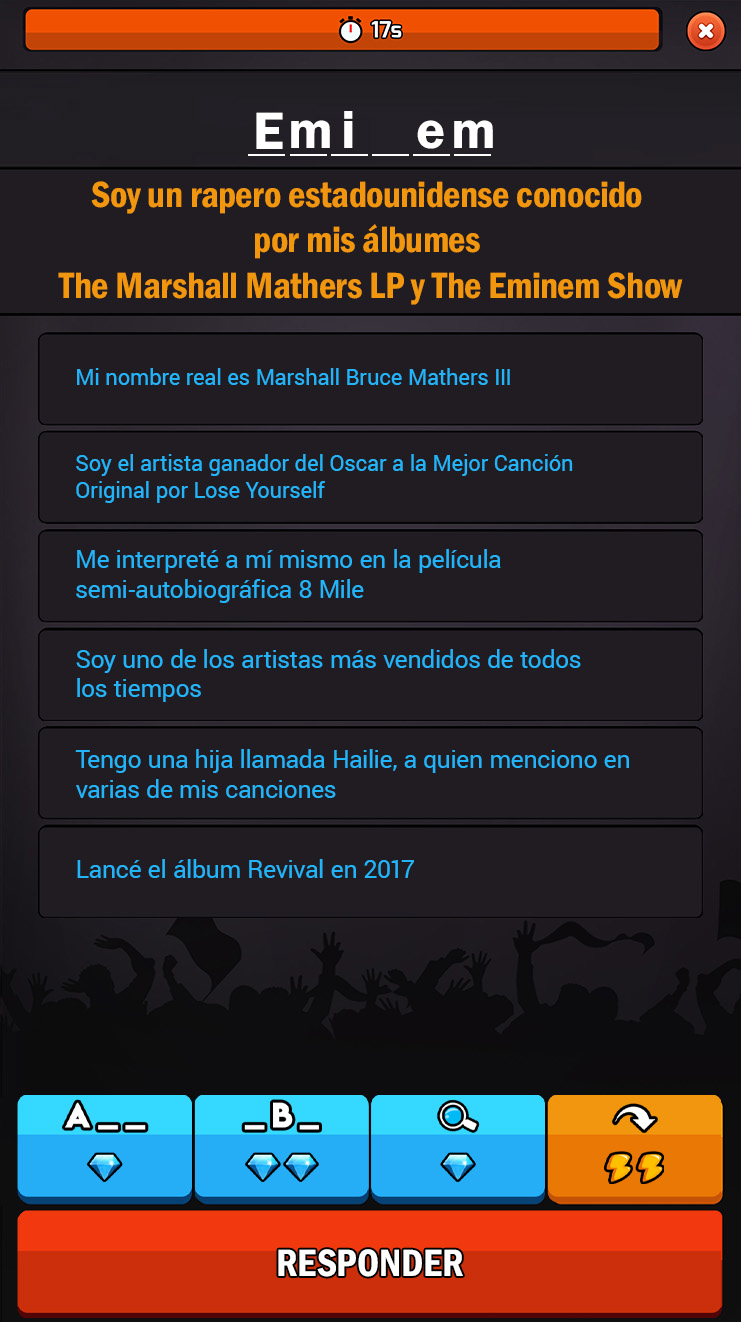 Quizz Challenge Música - juego de preguntas y respuestas sobre bandas, cantantes y músicos